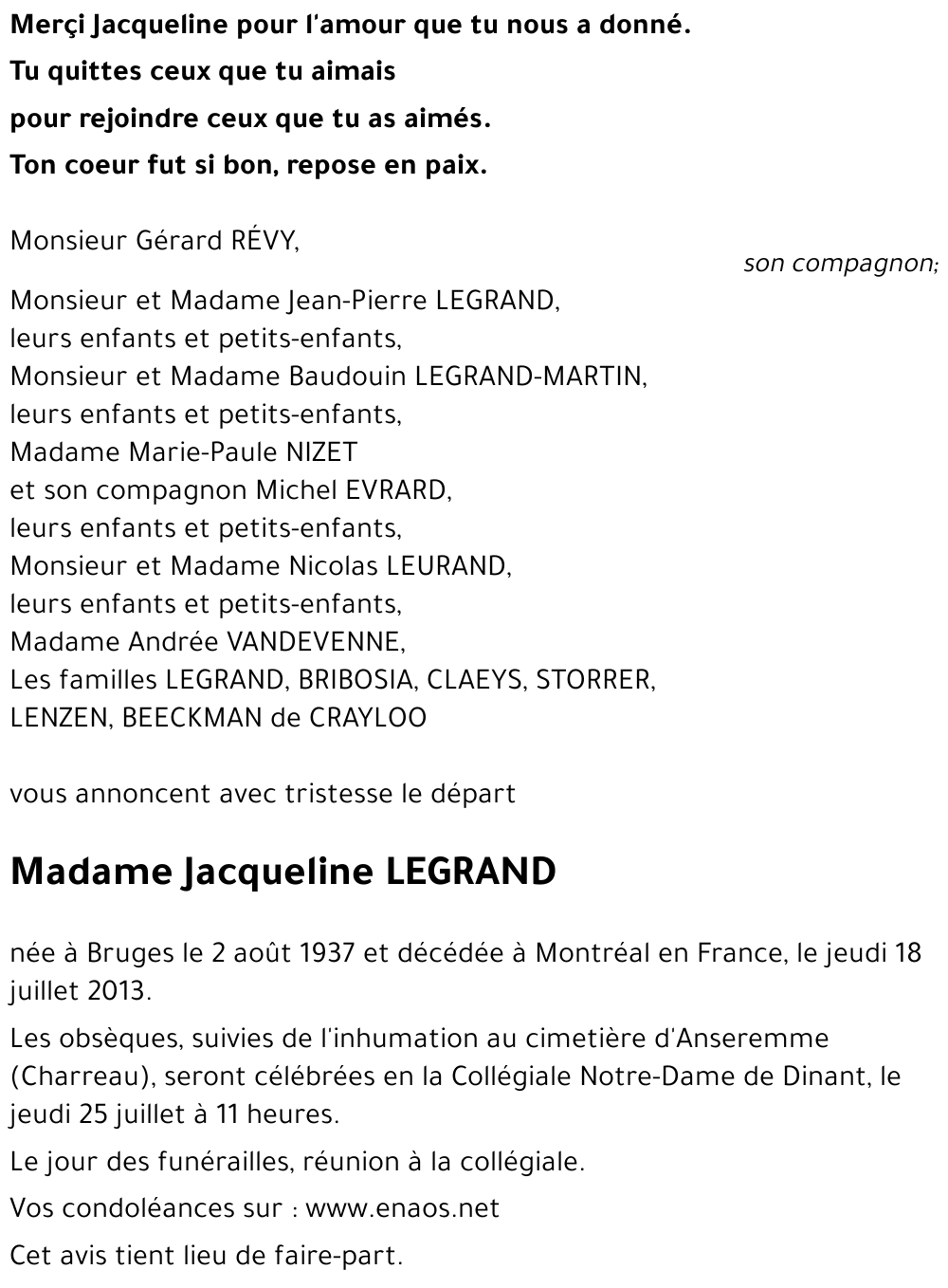 Jacqueline LEGRAND
