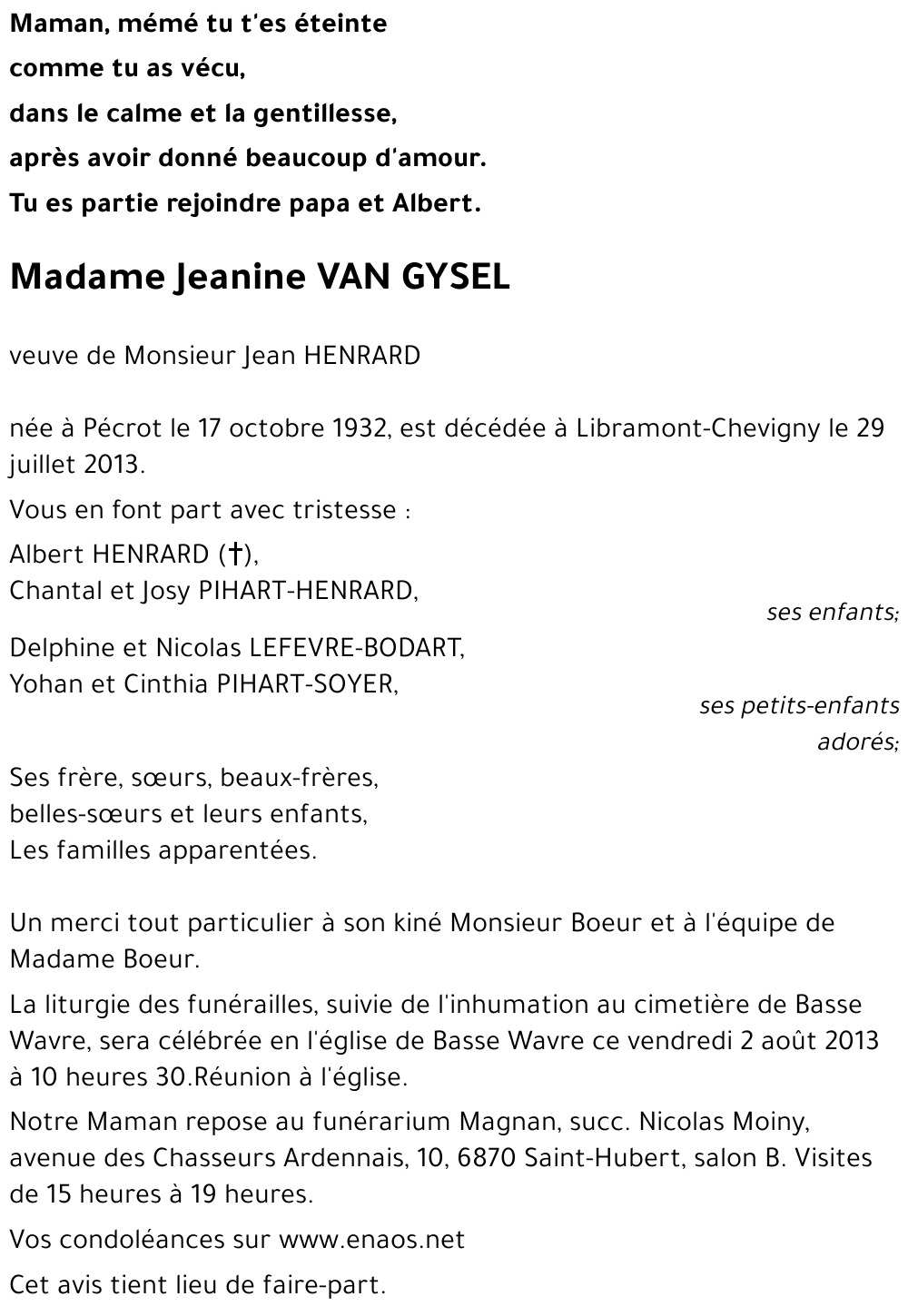 Jeanine VAN GYSEL