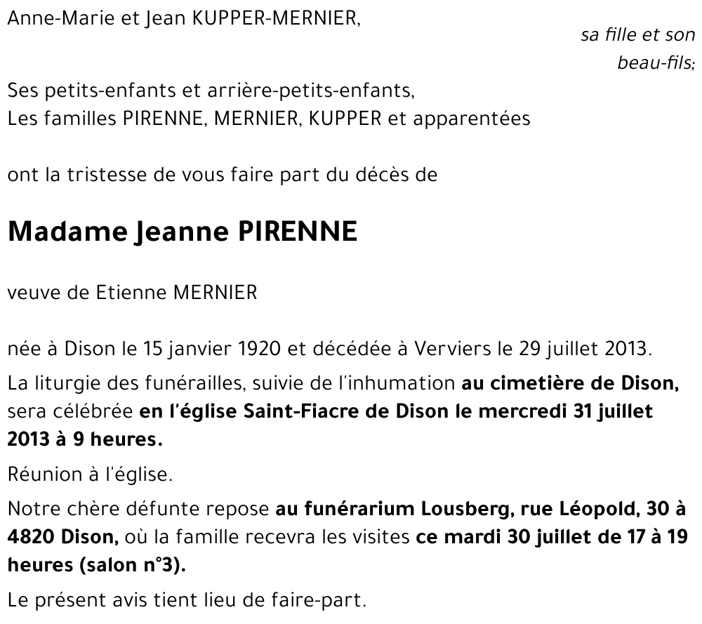 Jeanne PIRENNE