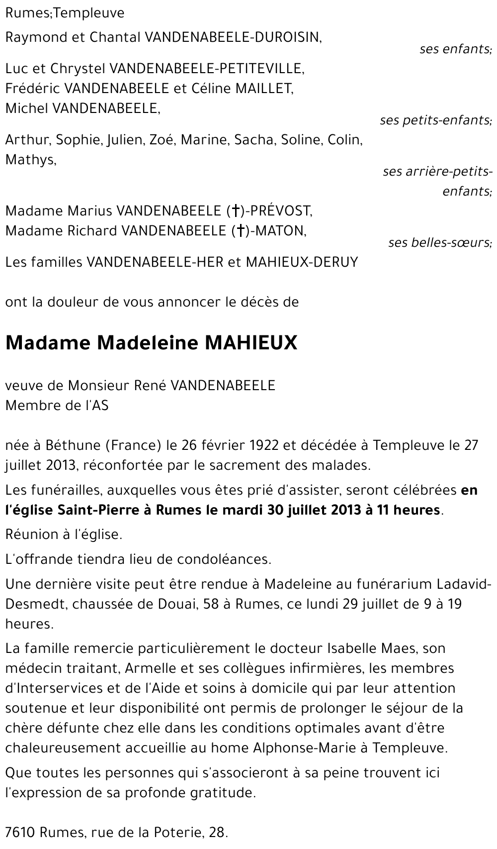 Madeleine MAHIEUX