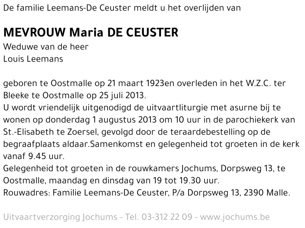 Maria De Ceuster