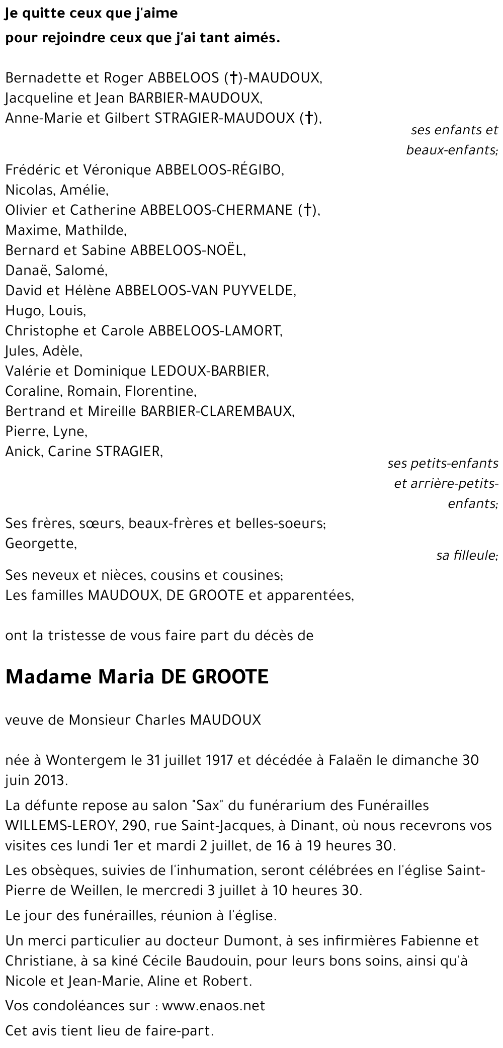 Maria DE GROOTE