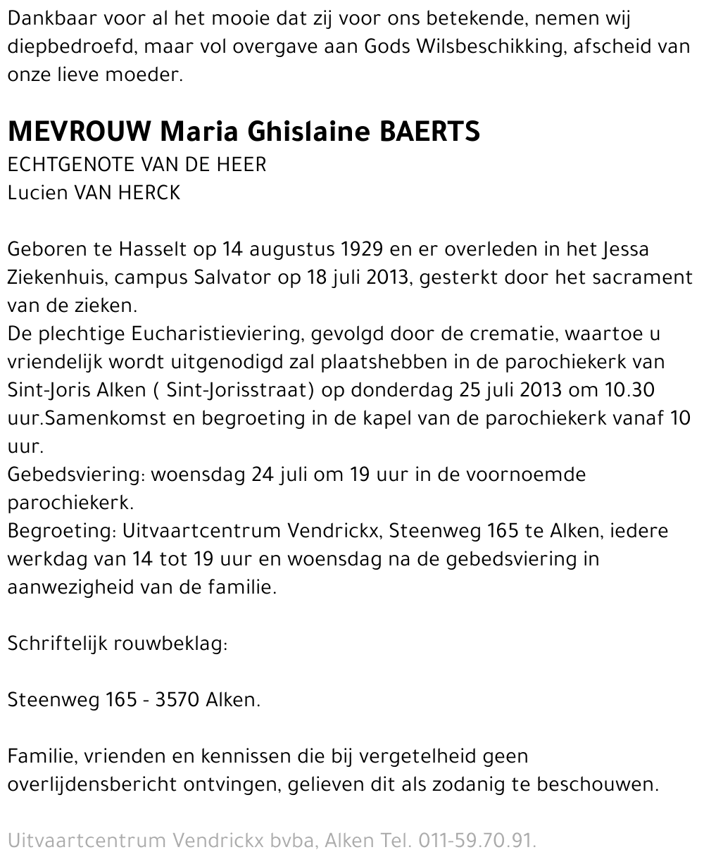 Maria Ghislaine Baerts