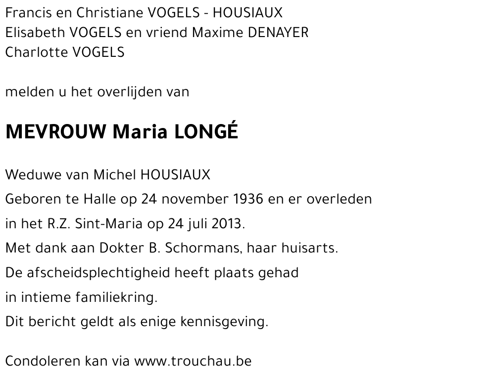 Maria LONGÉ