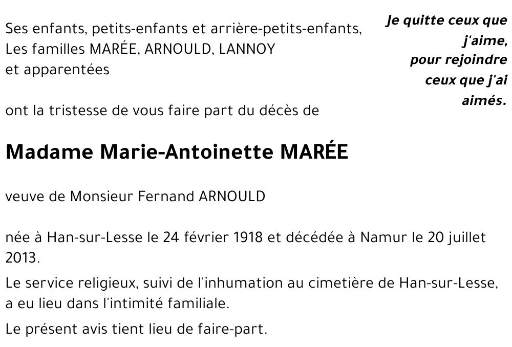 Marie-Antoinette MARÉE