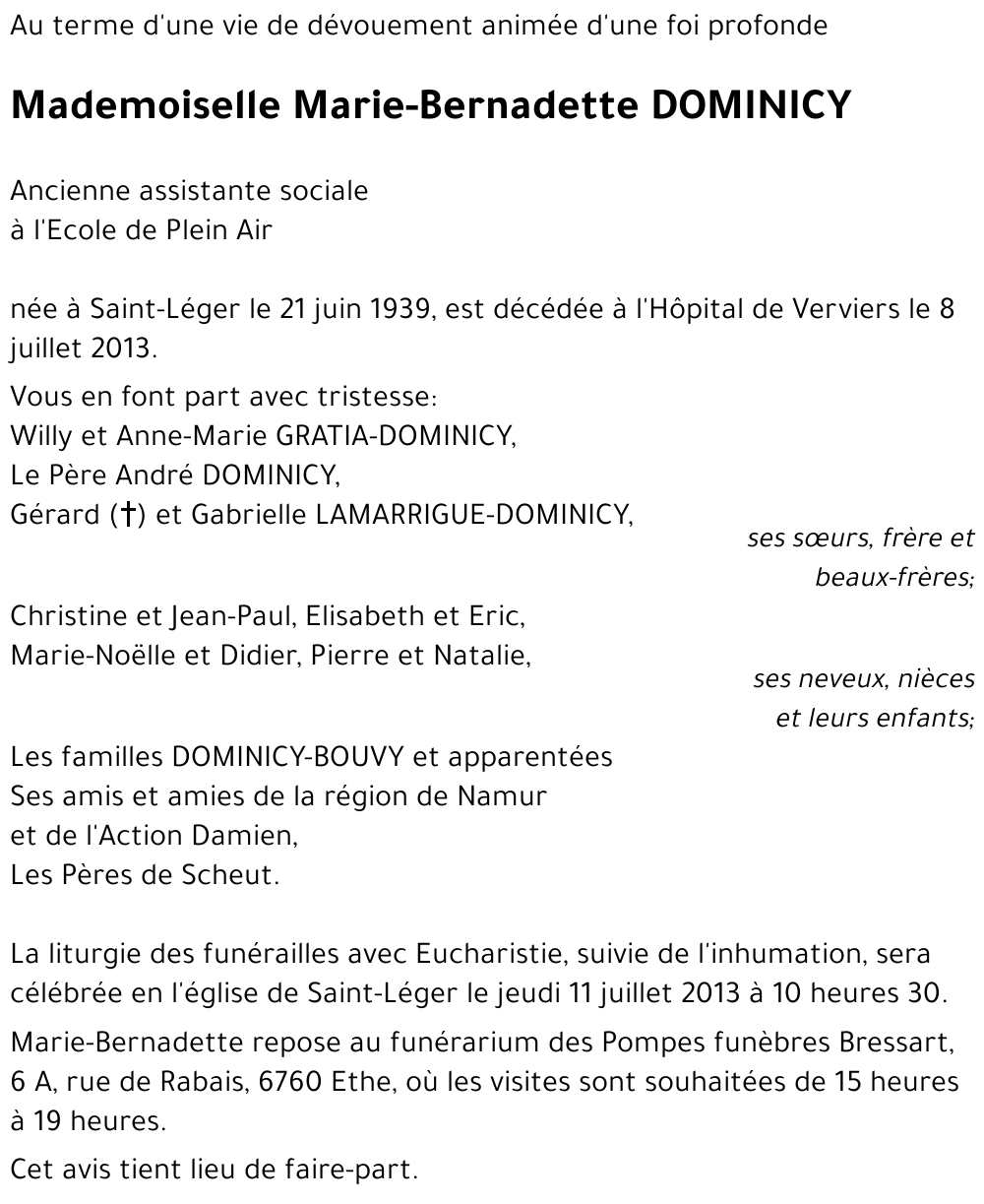 Marie-Bernadette DOMINICY