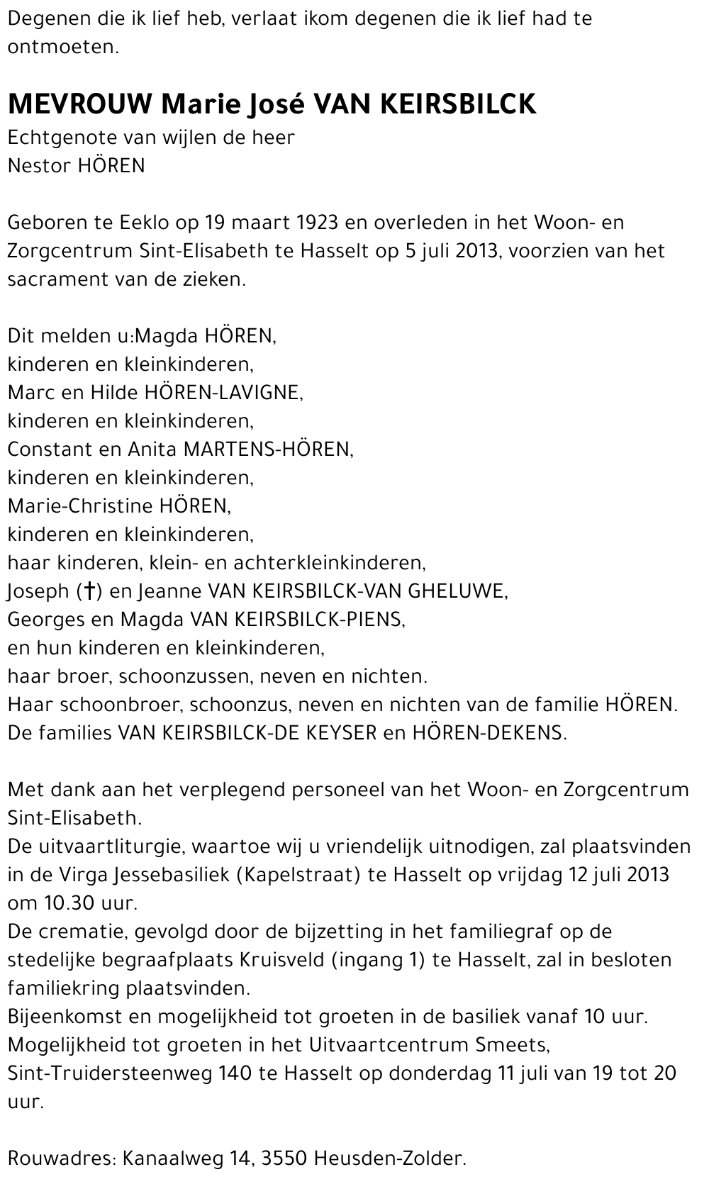 Marie José Van Keirsbilck