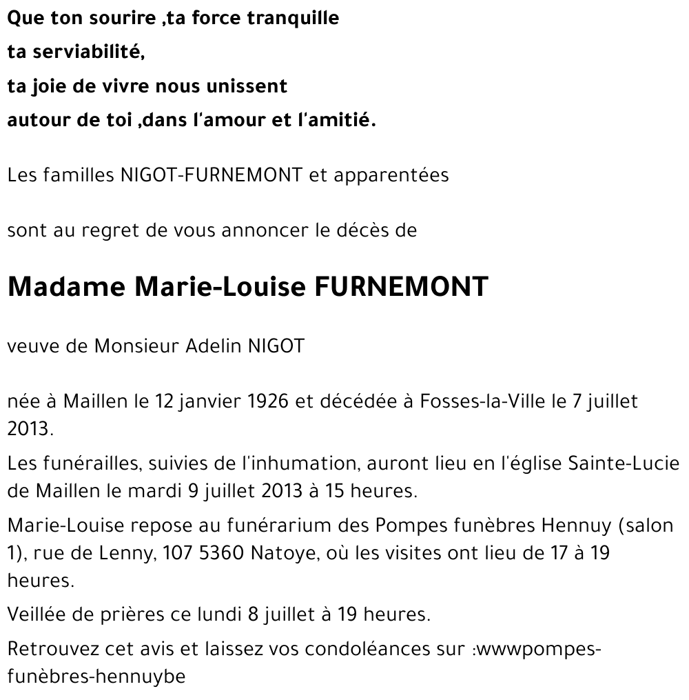 Marie-Louise FURNEMONT