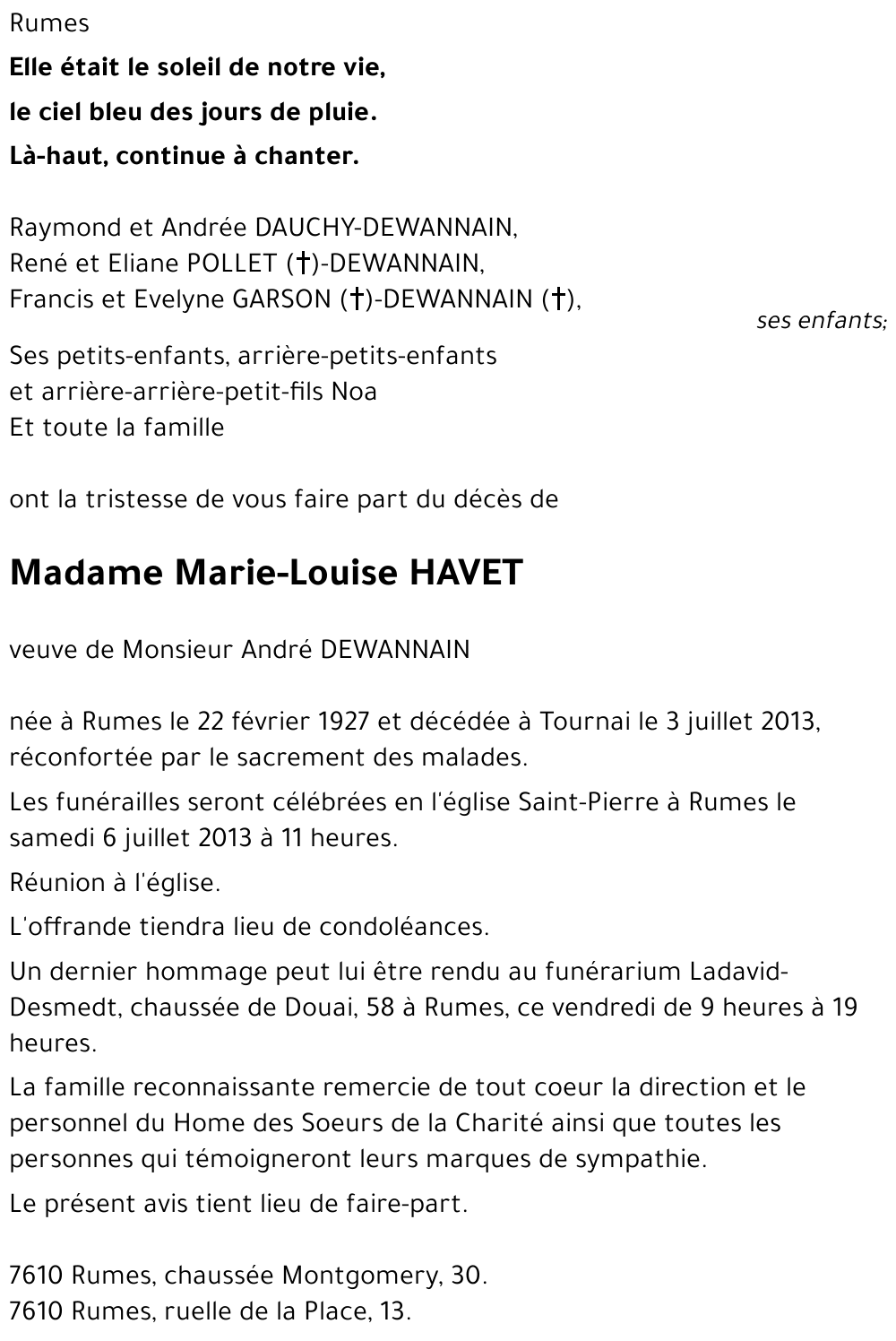 Marie-Louise HAVET