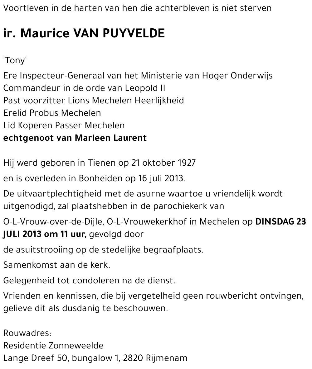 Maurice VAN PUYVELDE