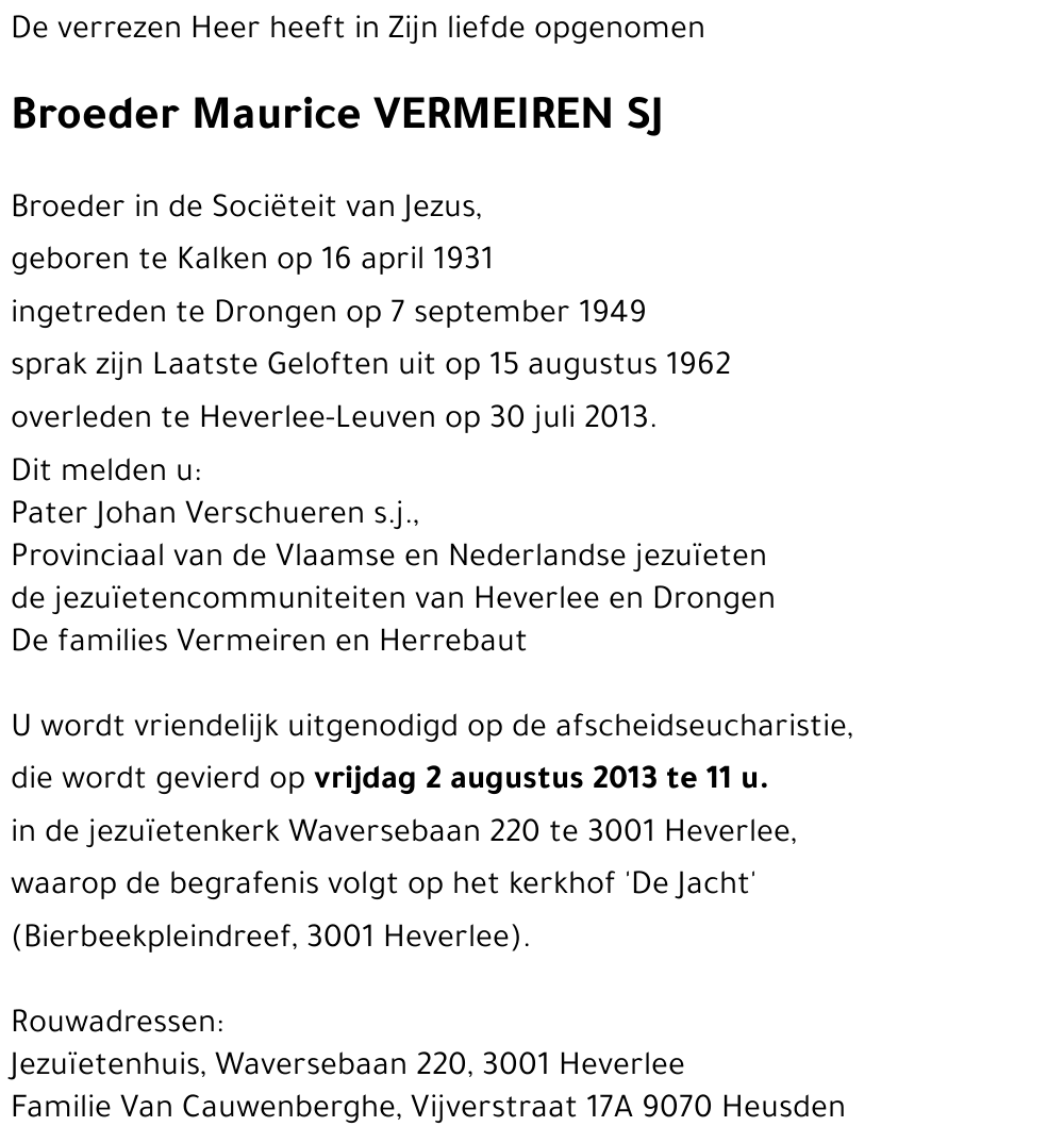 Maurice VERMEIREN SJ