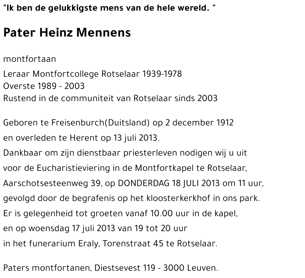 Pater Heinz MENNENS