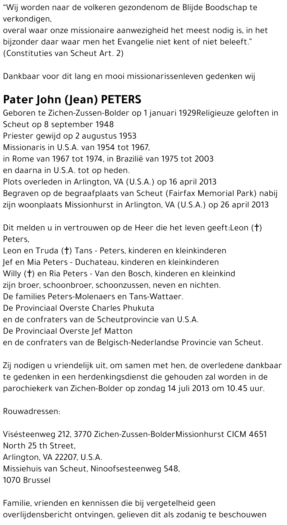 Pater John Bernard Peters