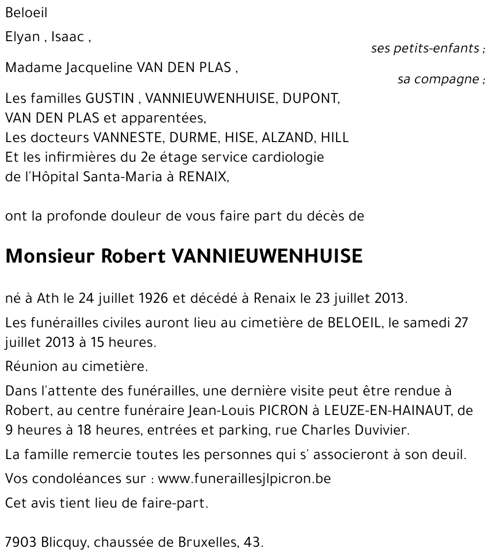 Robert VANNIEUWENHUISE