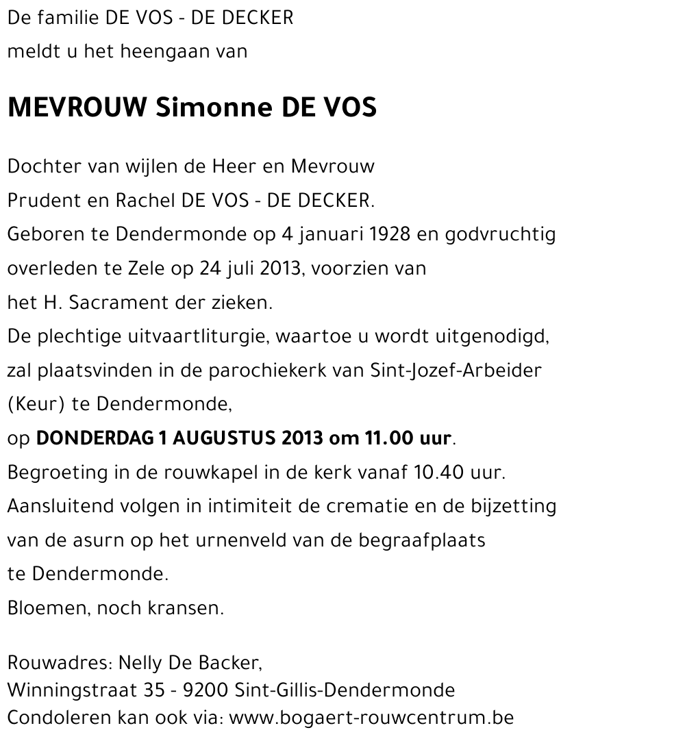 Simonne De Vos