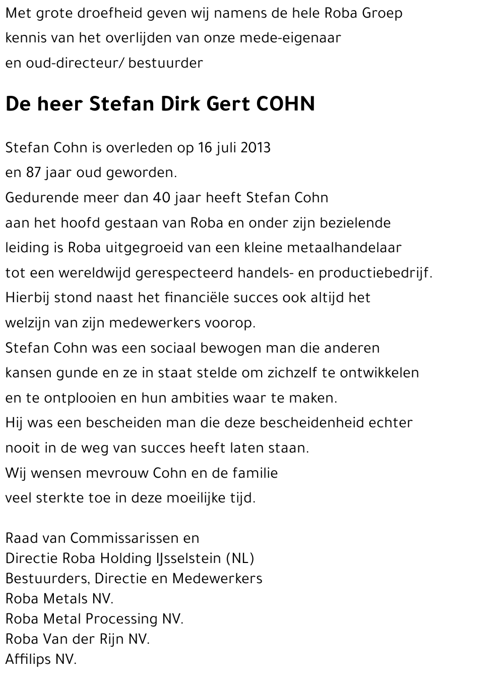 Stefan Dirk Gert COHN