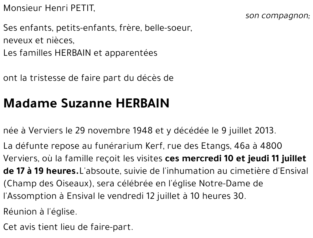 Suzanne HERBAIN