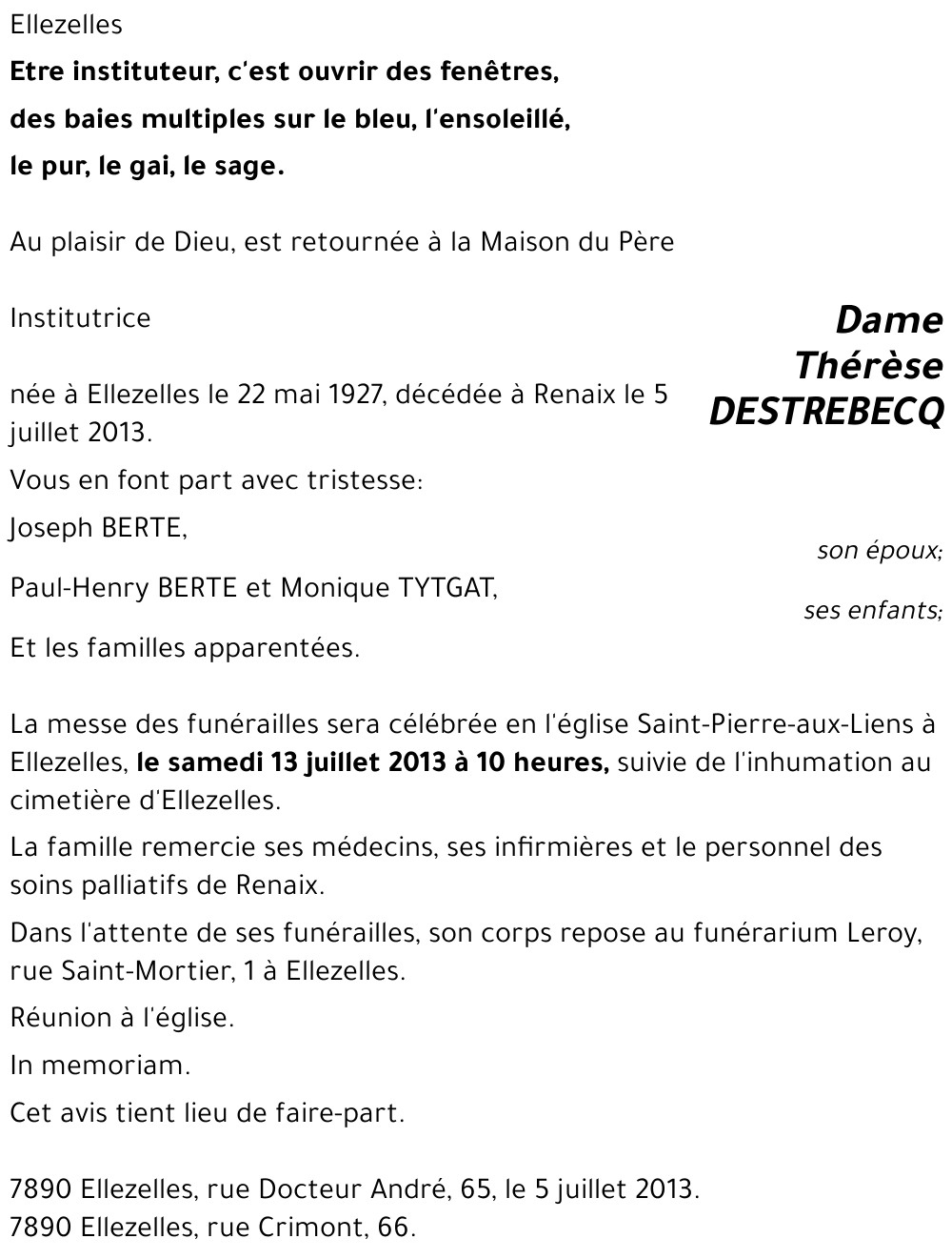 Thérèse DESTREBECQ