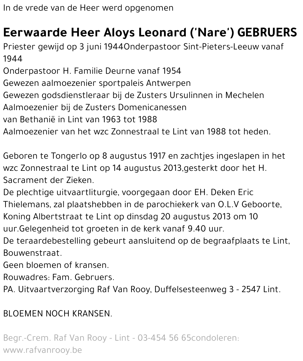 Aloys Leonard Gebruers