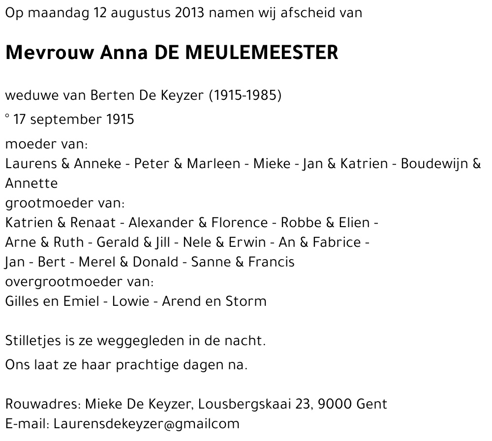 Anna DE MEULEMEESTER