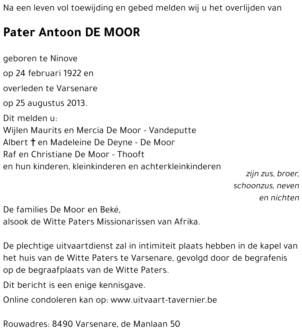 Antoon DE MOOR