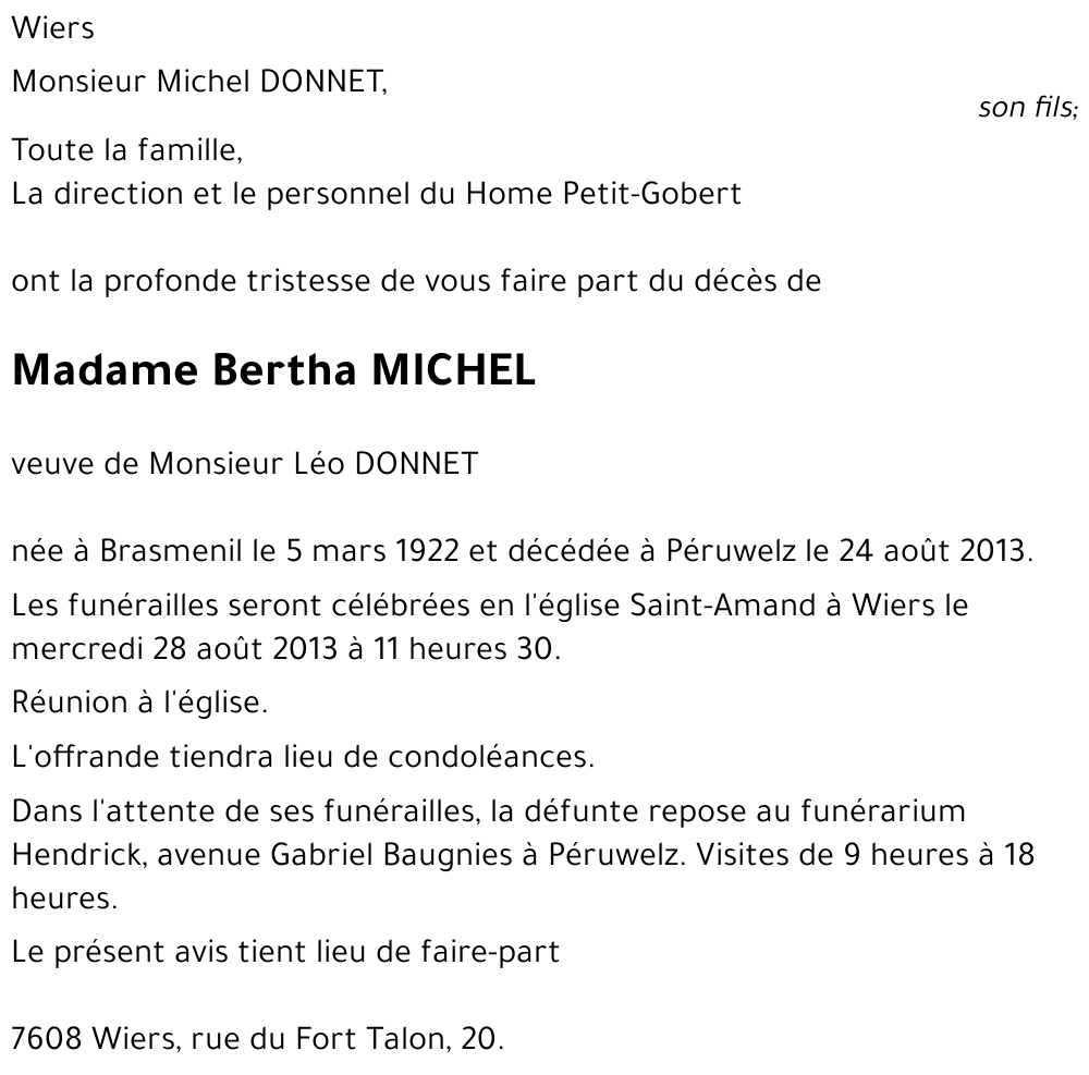 Bertha MICHEL