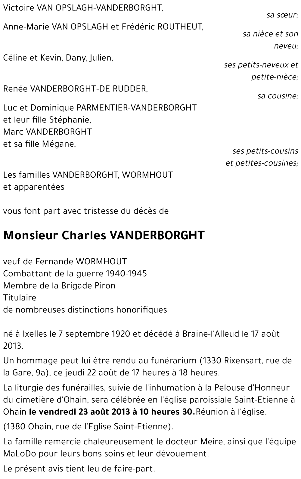Charles VANDERBORGHT