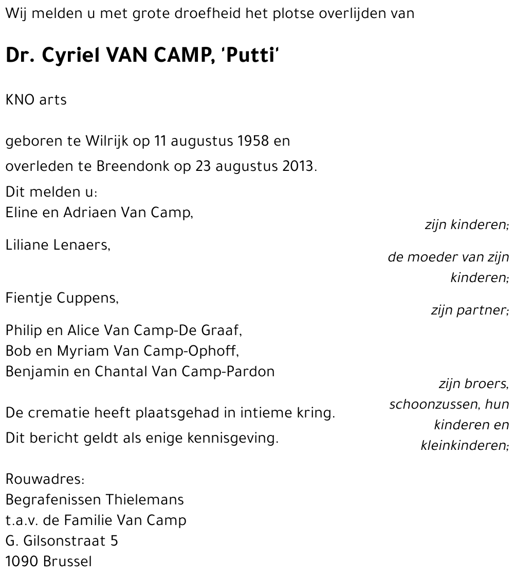 Cyriel VAN CAMP