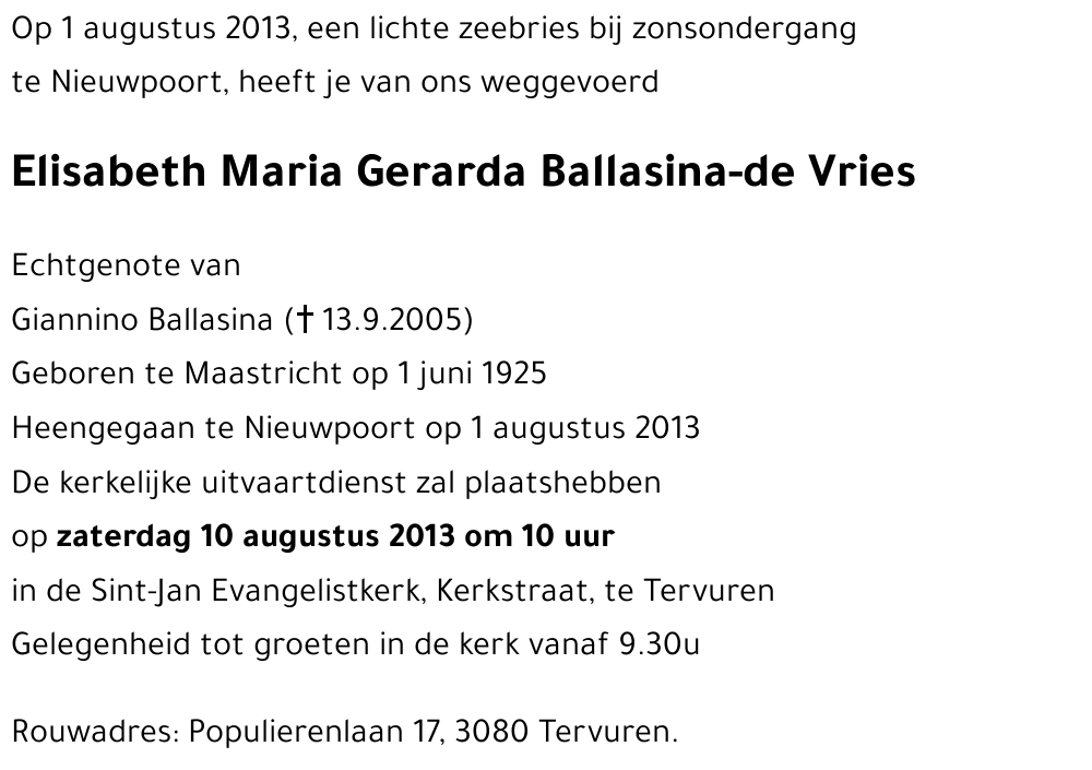 Elisabeth Maria Gerarda Ballasina-de Vries