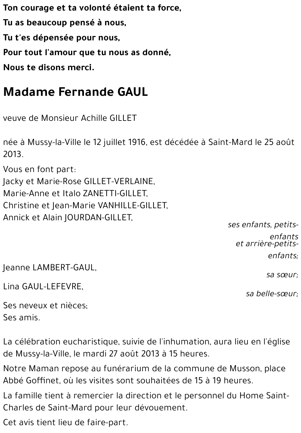 Fernande GAUL