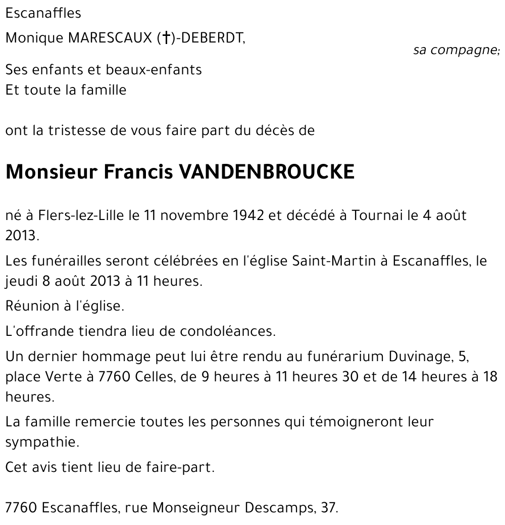 Francis VANDENBROUCKE