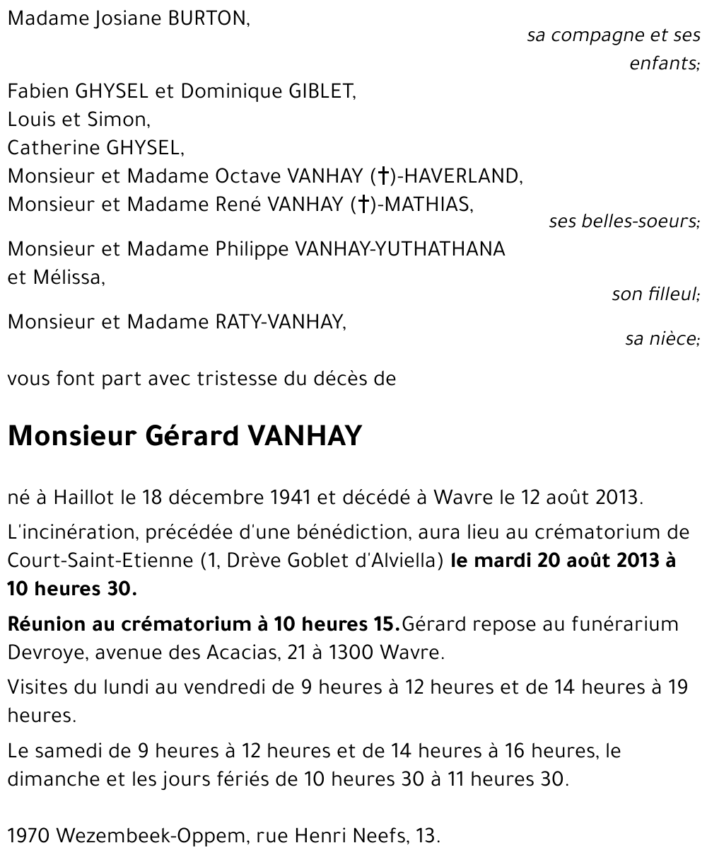 Gérard VANHAY