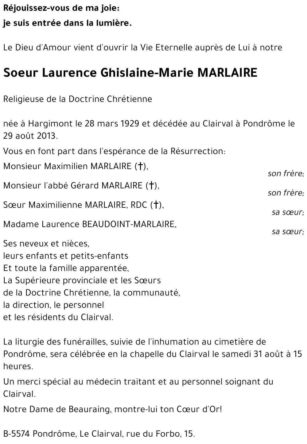 Ghislaine-Marie MARLAIRE