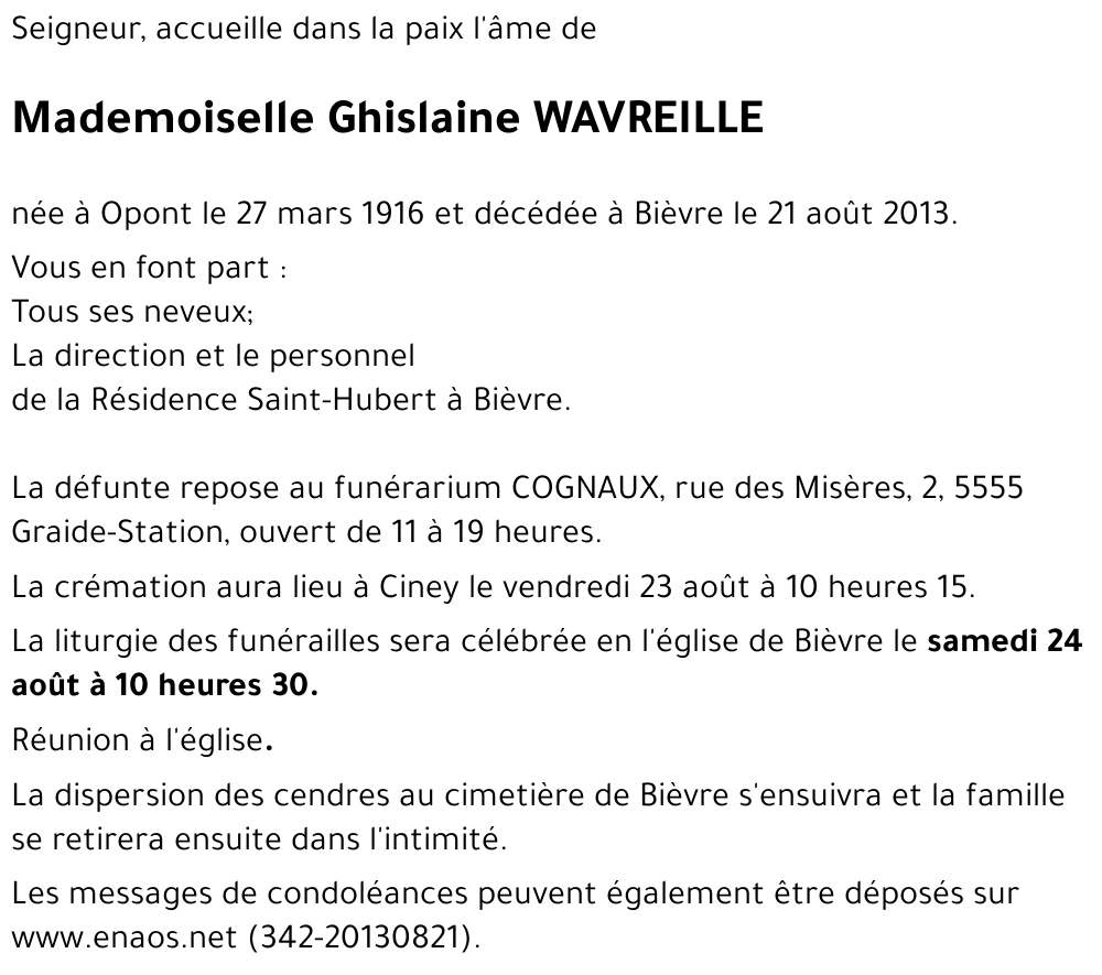 Ghislaine WAVREILLE