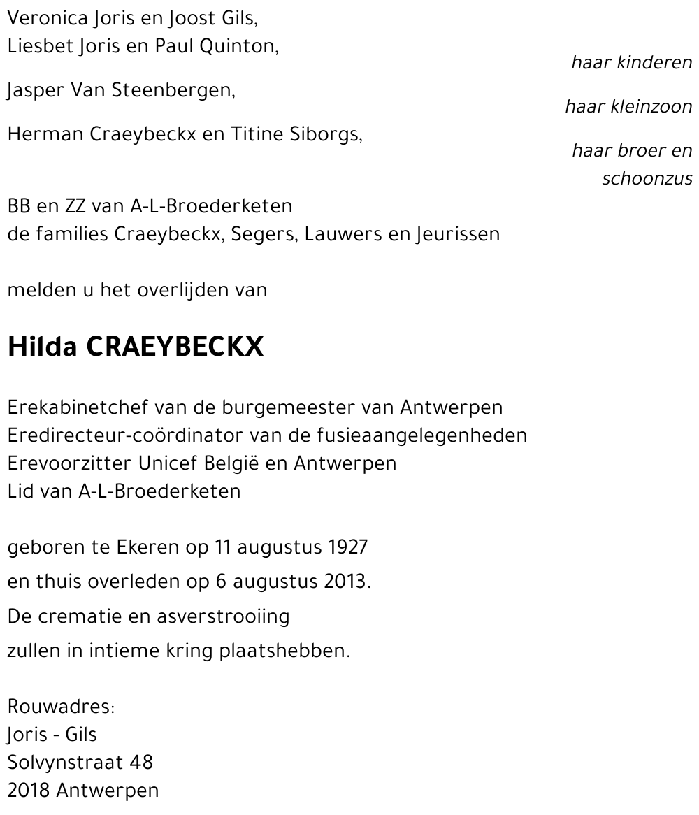 Hilda CRAEYBECKX