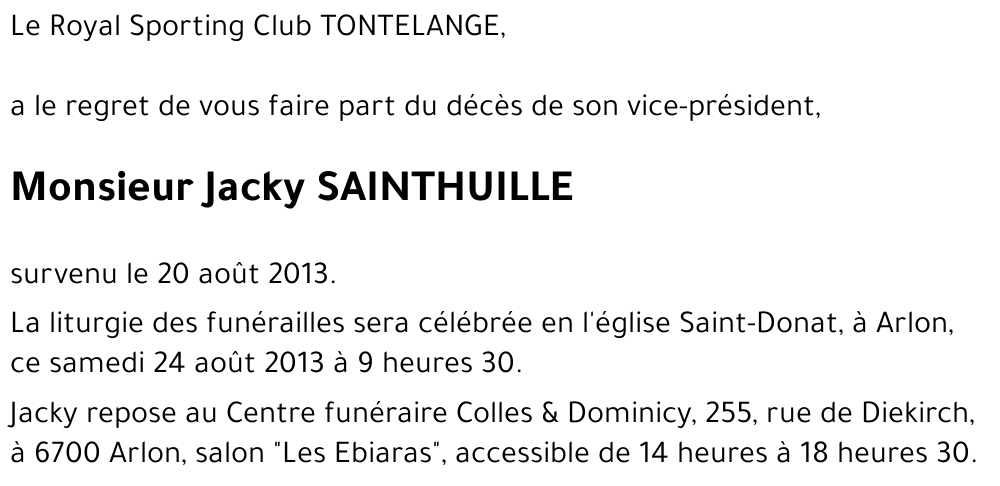 Jacky SAINTHUILLE