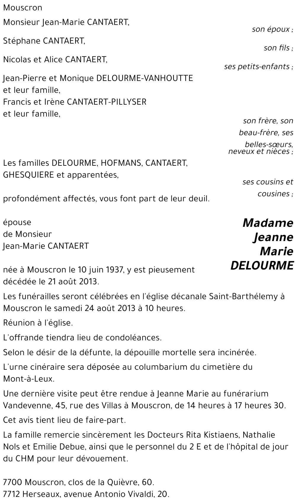 Jeanne Marie DELOURME