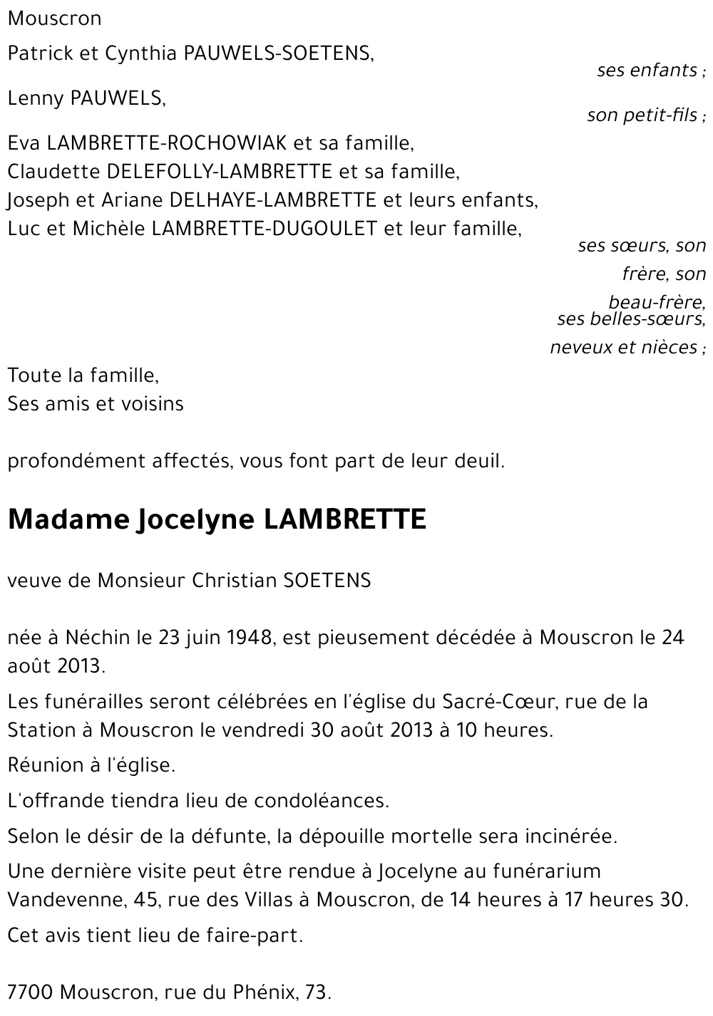 Jocelyne LAMBRETTE