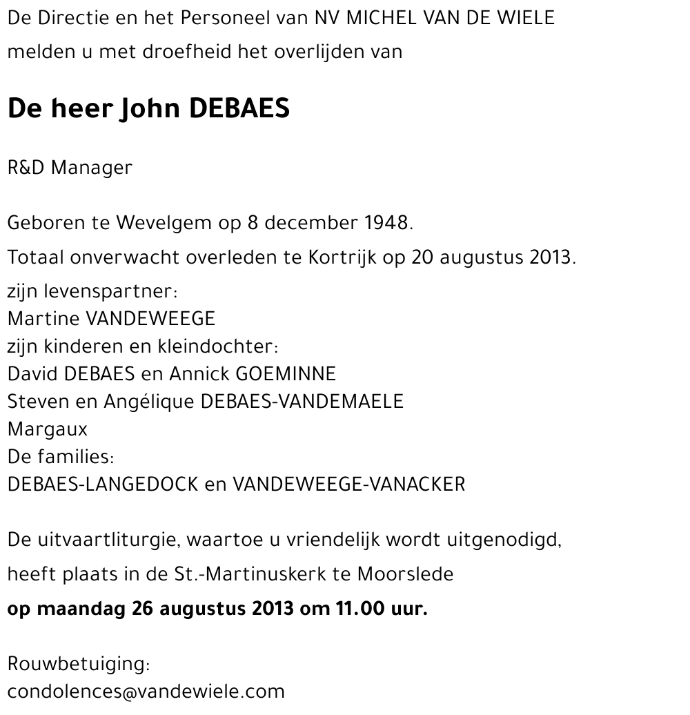 John DEBAES