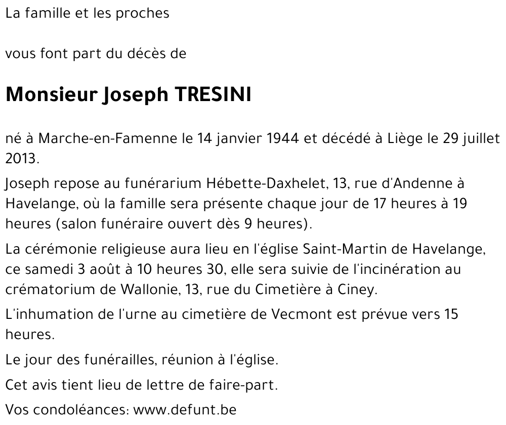 Joseph TRESINI