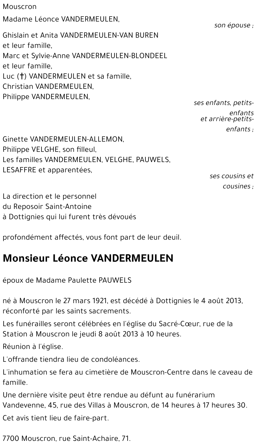 Léonce VANDERMEULEN