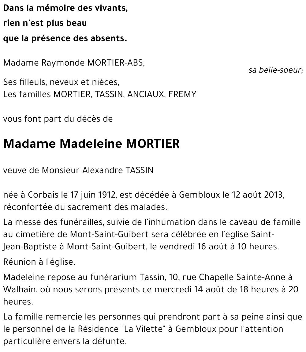 Madeleine MORTIER