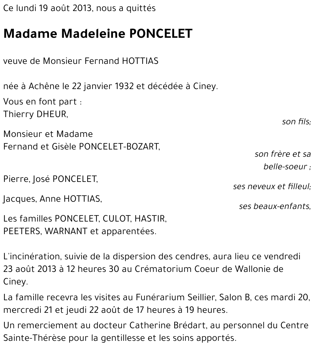 Madeleine PONCELET