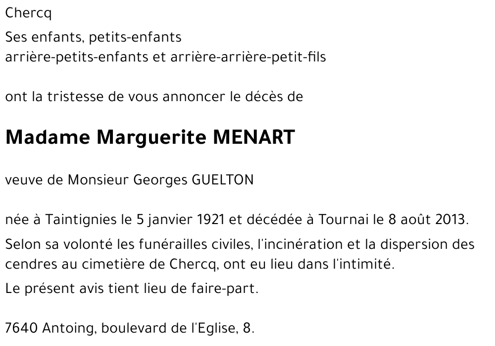 Marguerite MENART