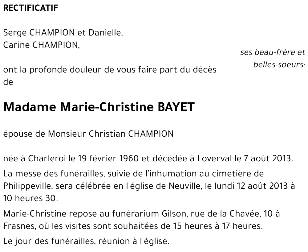 Marie-Christine BAYET