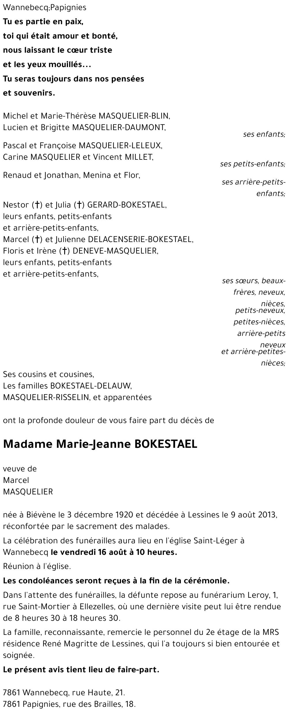 Marie-Jeanne BOKESTAEL