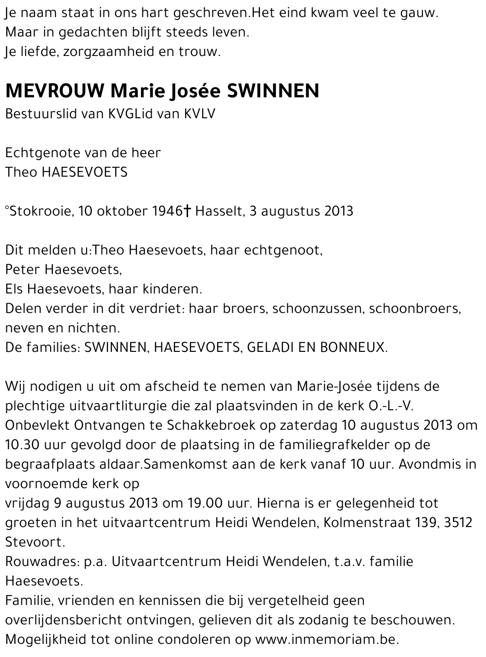 Marie Josée SWINNEN