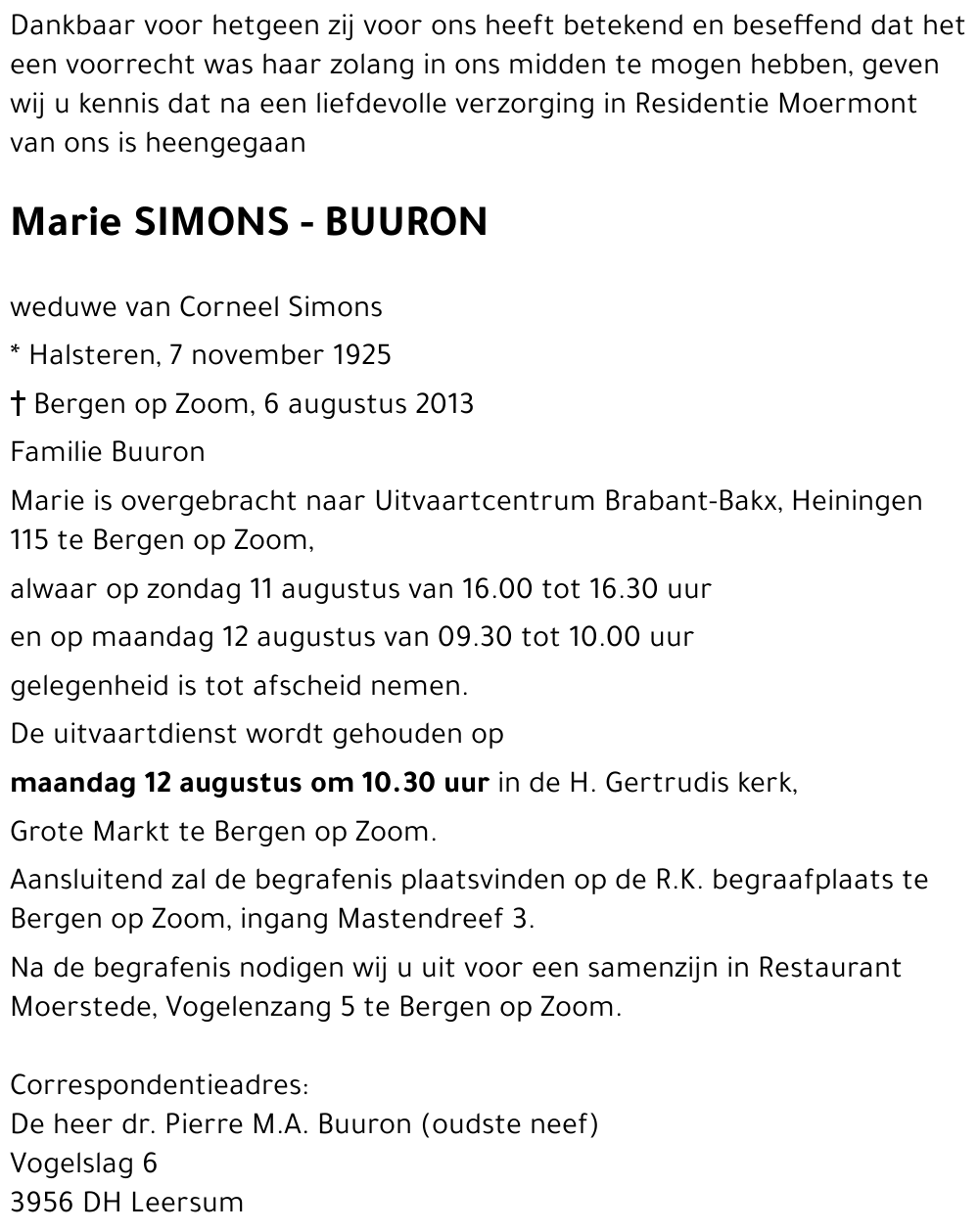 Marie SIMONS - BUURON
