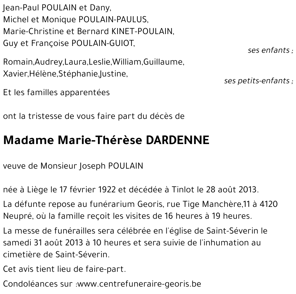 Marie Thèrèse DARDENNE