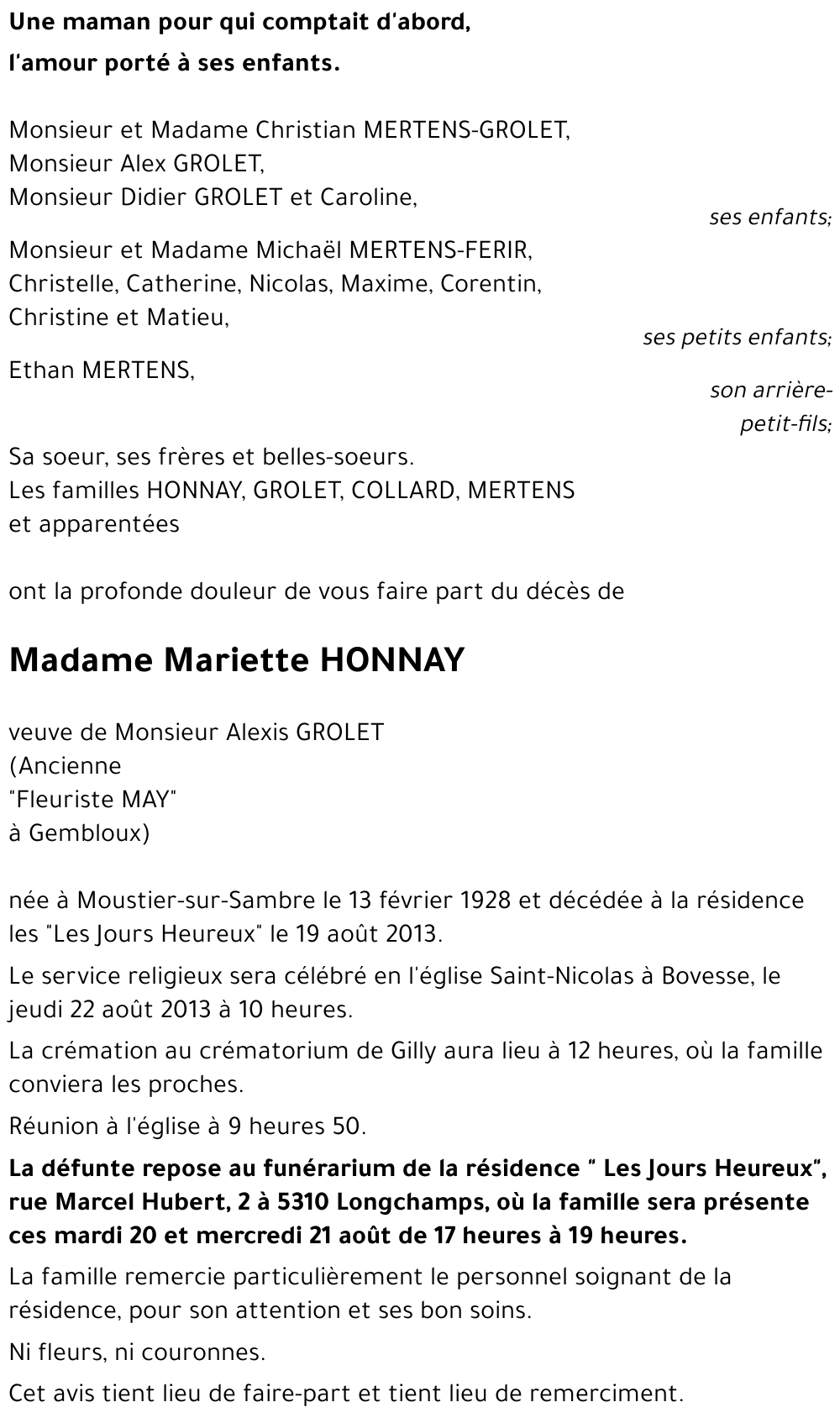Mariette HONNAY